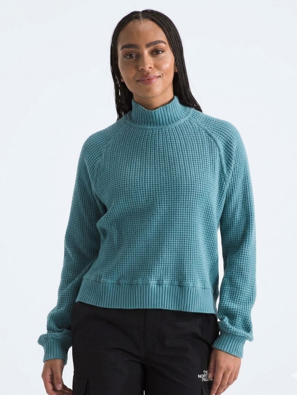 THE NORTH FACE Women's Light Blue Chabot Long-Sleeve Mock Neck Pullover Sweater